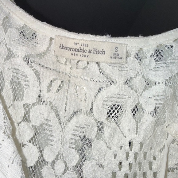 Abercrombie & Fitch White Lace Yoke Boho Peasant Blouse Womens Size S - Picture 4 of 5